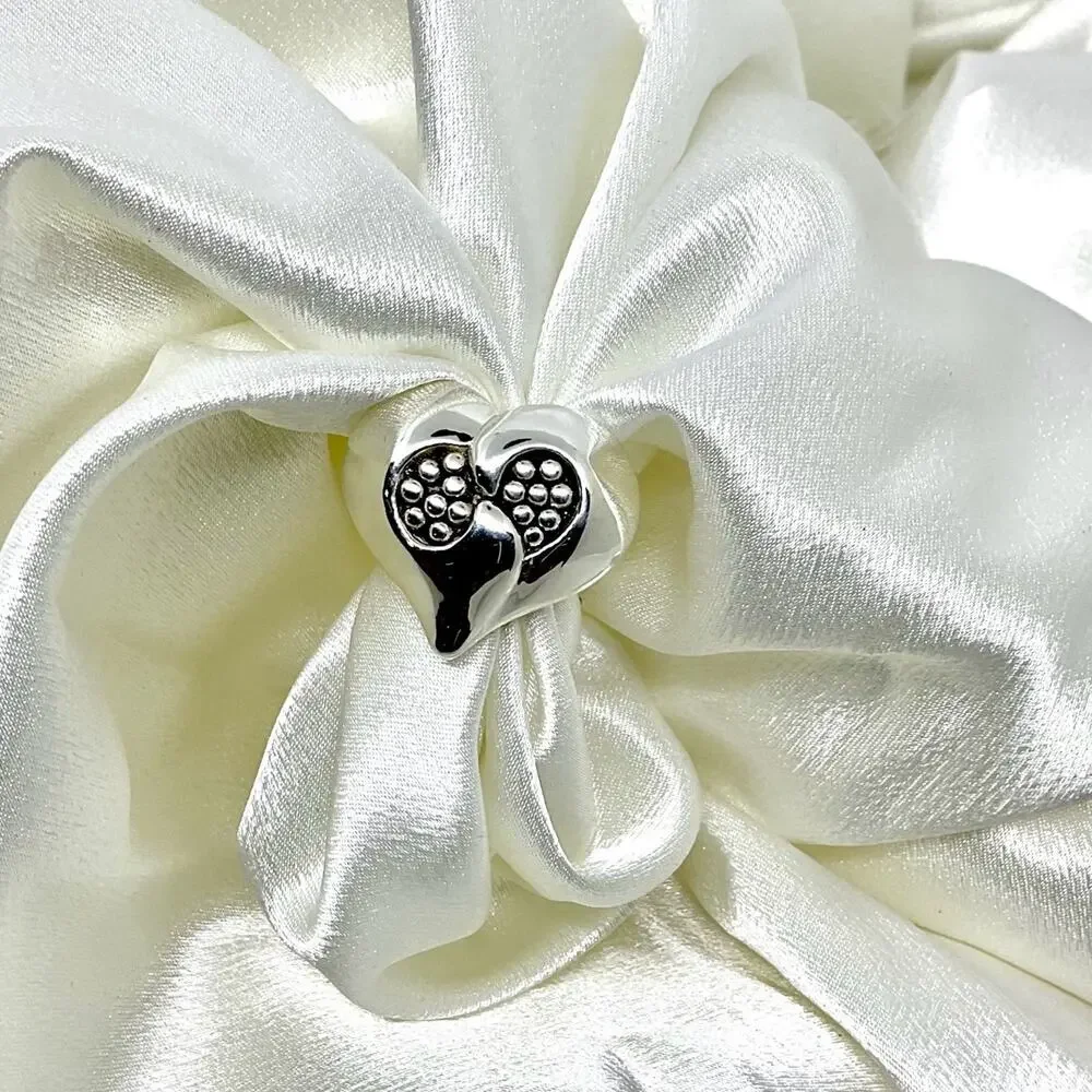 Sterling Silver Jewelry-Large Modernist Puffed Heart Ring (Size 7) - Picture 3 of 7
